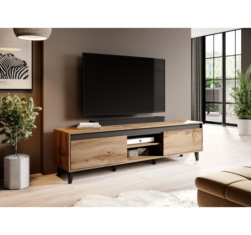 TV stand NORD II votan oak/antracyt/black