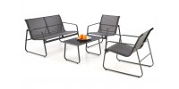 CONOR garden set (sofa + 2 chairs + coffee table), dark grey / light grey