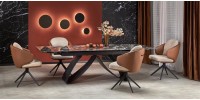 HILARIO extension table, black marble / black