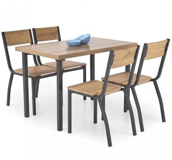 MILTON table + 4 chairs color: natural / black