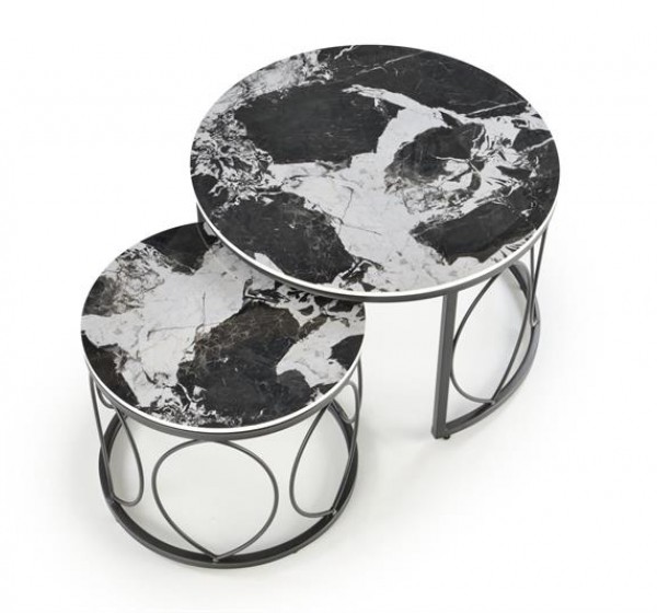 ALEXANDRA   set of two coffee tables, black marble / black