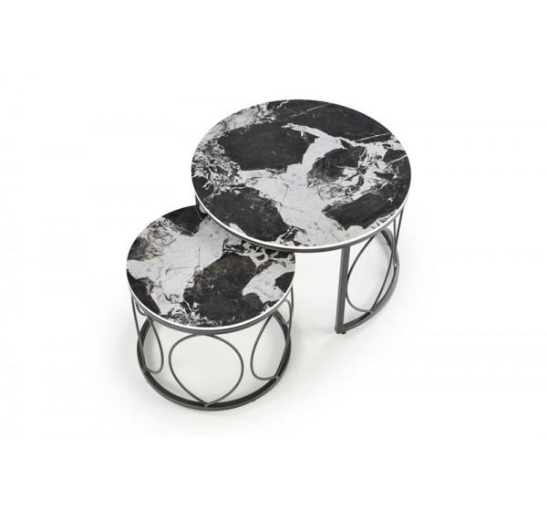 ALEXANDRA   set of two coffee tables, black marble / black