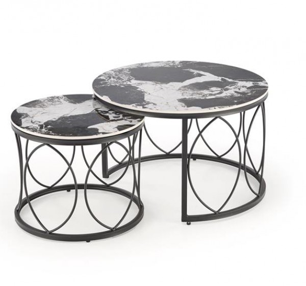 ALEXANDRA   set of two coffee tables, black marble / black