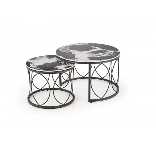 ALEXANDRA   set of two coffee tables, black marble / black