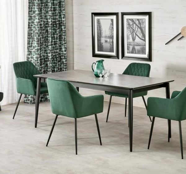 CHARLES table grey marble / black