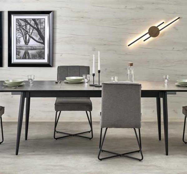 CHARLES table grey marble / black