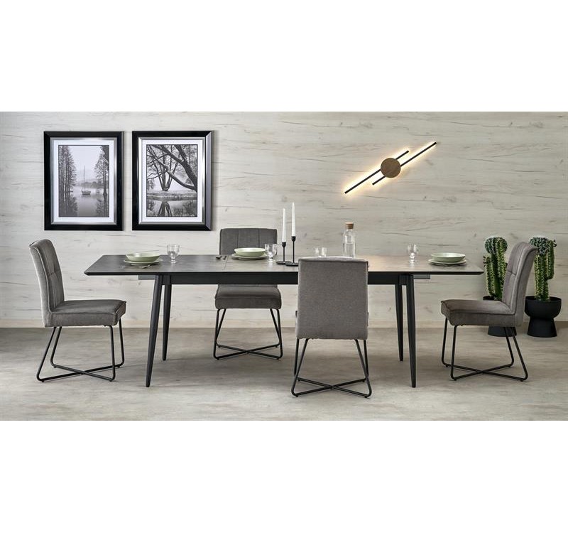 CHARLES table grey marble / black