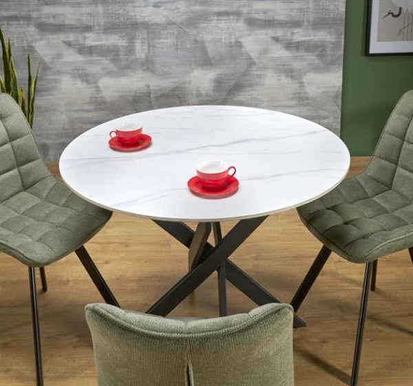 EDGAR 2 table, top - white marble, legs - black