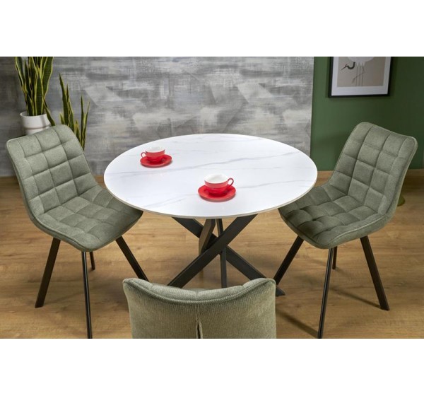 EDGAR 2 table, top - white marble, legs - black