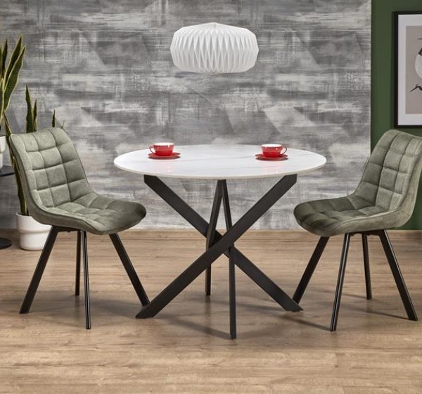 EDGAR 2 table, top - white marble, legs - black