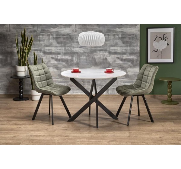 EDGAR 2 table, top - white marble, legs - black
