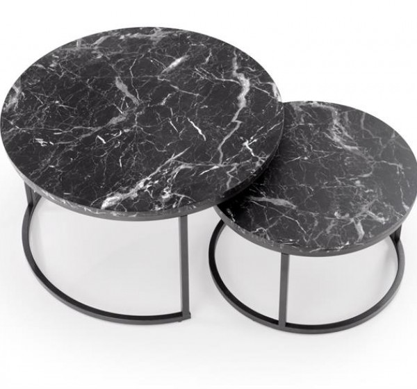 JAVA set of 2 c. tables, black marble / black