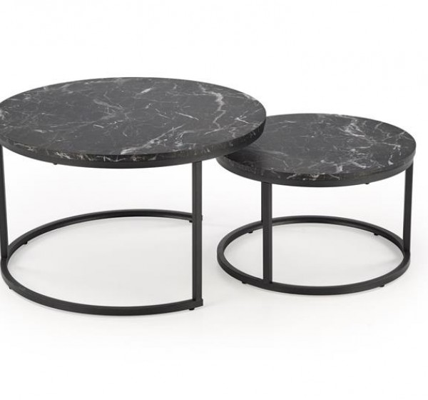JAVA set of 2 c. tables, black marble / black