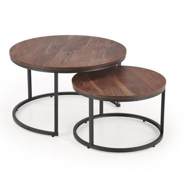JAVA set of 2 c. tables, walnut / black