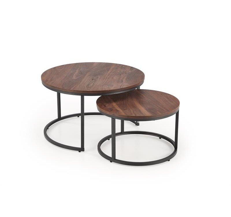 JAVA set of 2 c. tables, walnut / black