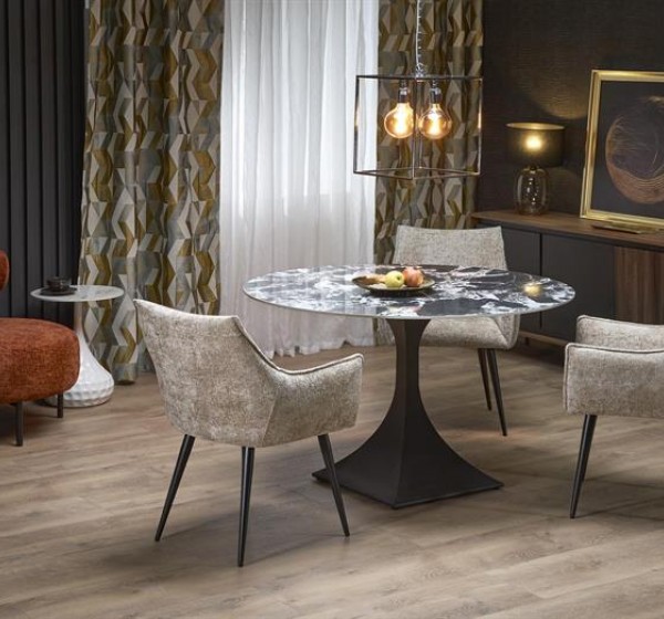 MANUEL round table, black marble / black