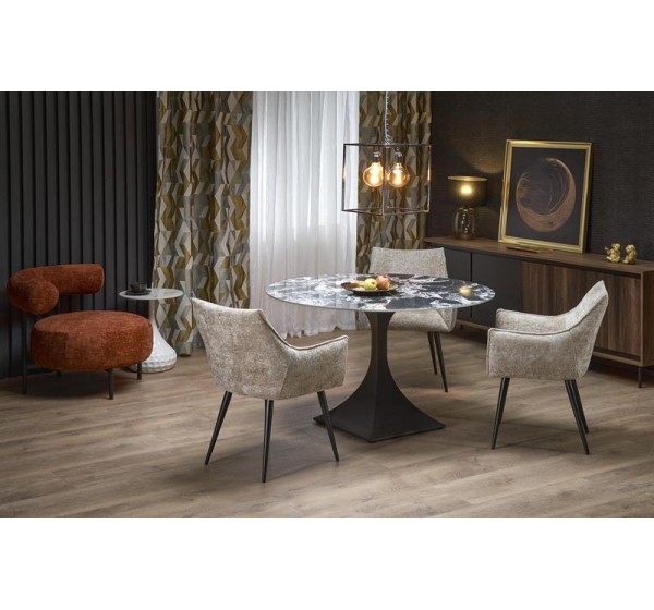 MANUEL round table, black marble / black