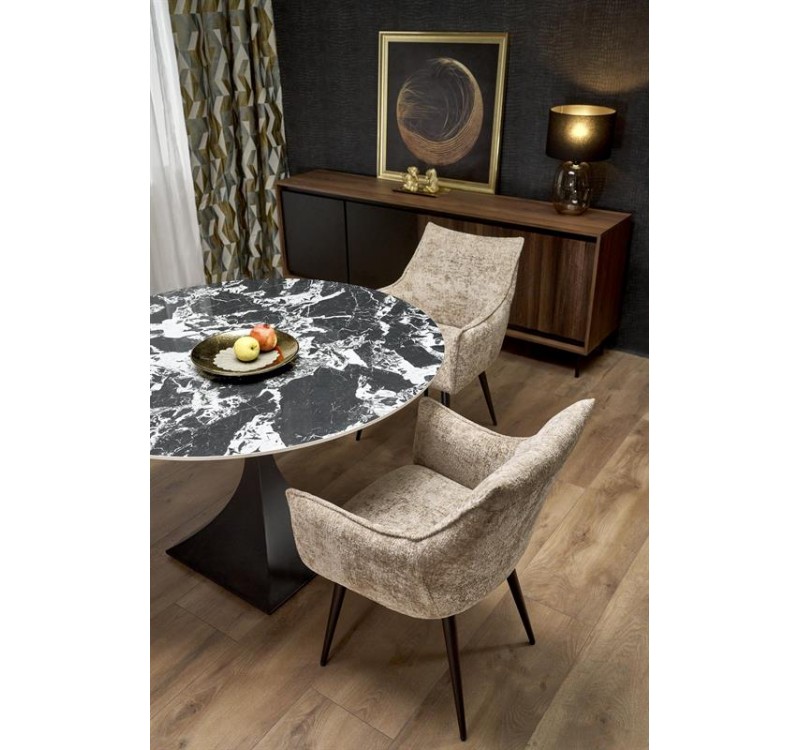 MANUEL round table, black marble / black
