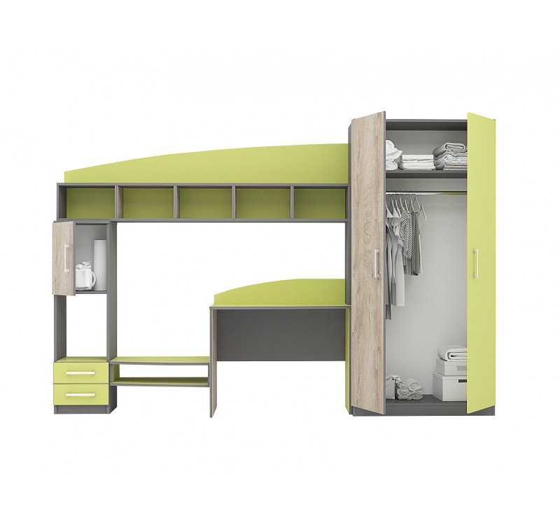 Σύνθεση παιδικού δωματίου TOMAS grafit/norte/green DIOMMI 31-069