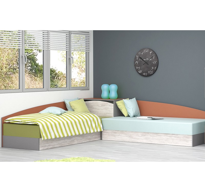 Γωνιακά кρεβάτια TOMAS grey/blanko/sahara DIOMMI 31-071