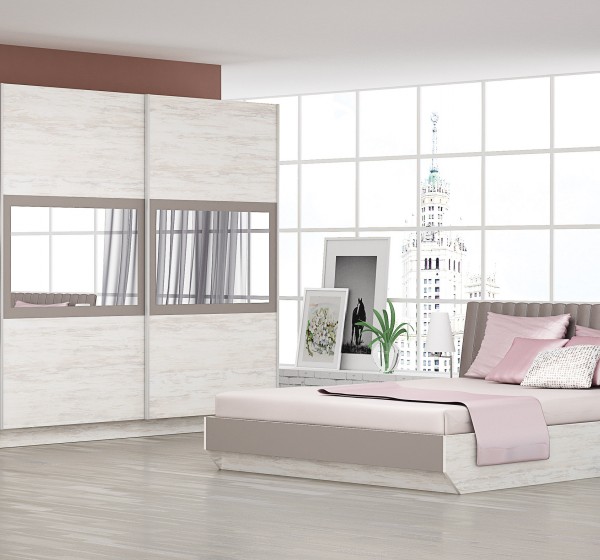 Σετ κρεβατοκάμαρας Modena oak blanco/dark cappuccino 160x200 DIOMMI 33-112