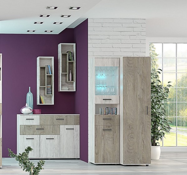 Συρταριέρα ξύλινο Viva M7 δρυς βλανκο/δρισ νορτε 120x46x93 DIOMMI 33-342