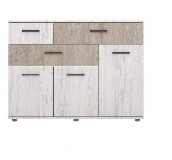 Συρταριέρα ξύλινο Viva M7 δρυς βλανκο/δρισ νορτε 120x46x93 DIOMMI 33-342