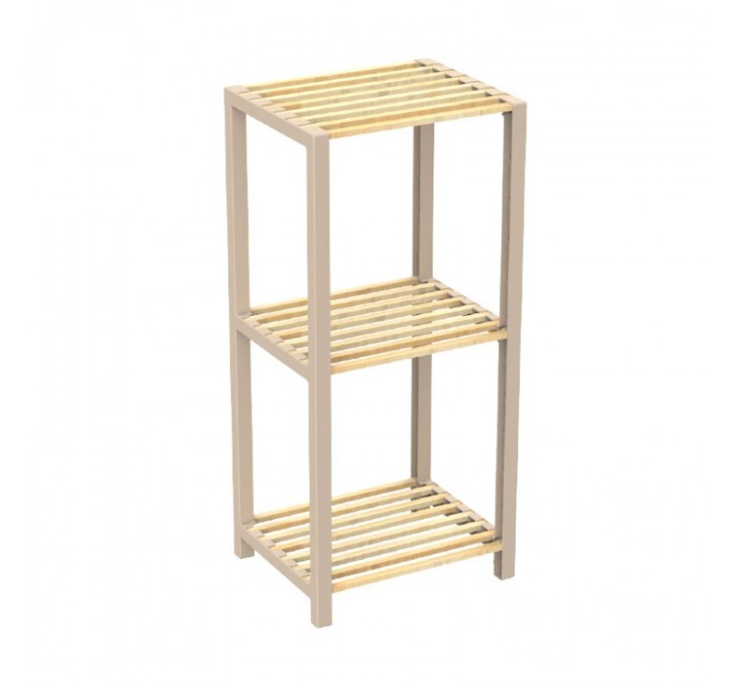 Ραφιέρα δαπέδου - Κομοδίνο ξύλινο - πλαστικό χρώμα φυσικό - μπεζ 37x29x79εκ.