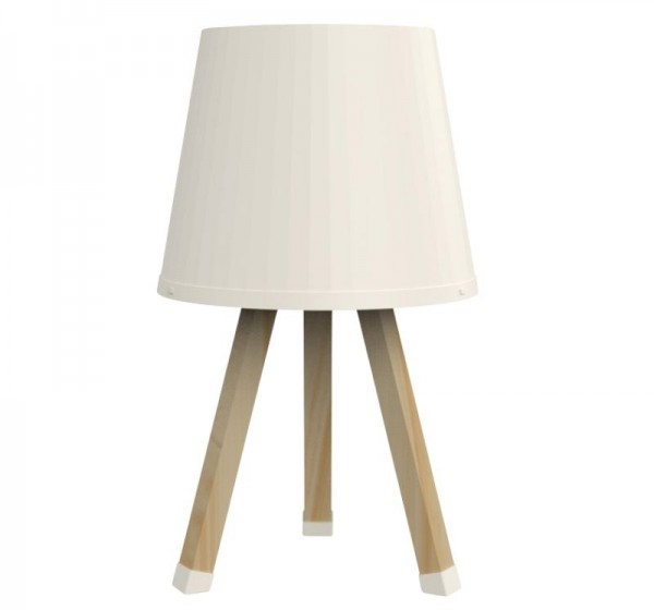 Φωτιστικό επιτραπέζιο ξύλινο - πλαστικό χρώμα μπεζ Ø18x34εκ.