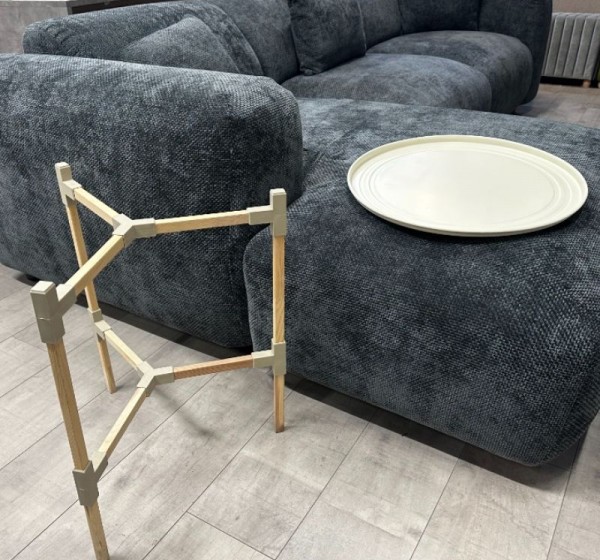 Τραπεζάκι βοηθητικό ξύλινο - πλαστικό χρώμα μπεζ Φ46x53εκ.