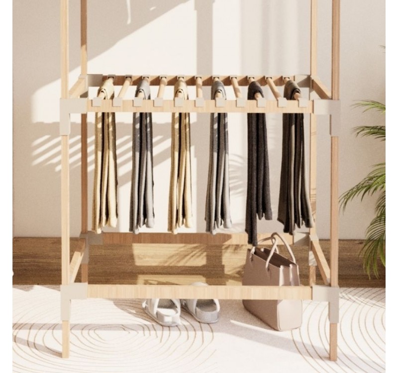 Ντουλάπα ρούχων ανοιχτή - Έπιπλο εισόδου ξύλινο - πλαστικό χρώμα φυσικό - μπεζ 75x46x156εκ.