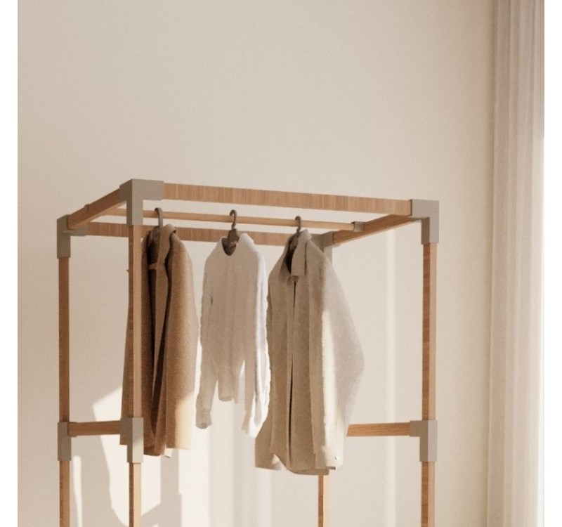 Ντουλάπα ρούχων ανοιχτή - Έπιπλο εισόδου ξύλινο - πλαστικό χρώμα φυσικό - μπεζ 75x46x156εκ.