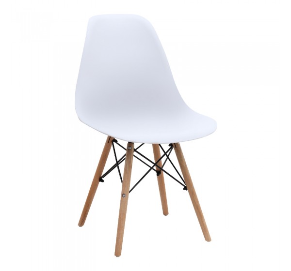 Καρέκλα τραπεζαρίας Nova Megapap PP λευκό - ξύλινο φυσικό πόδι 46x51x80εκ.