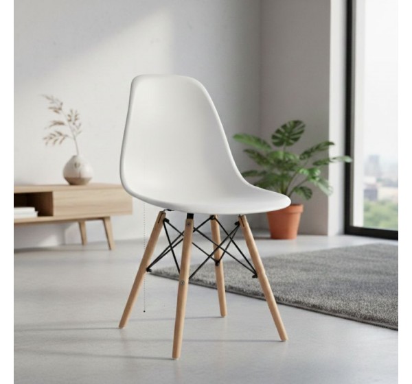 Καρέκλα τραπεζαρίας Nova Megapap PP λευκό - ξύλινο φυσικό πόδι 46x51x80εκ.