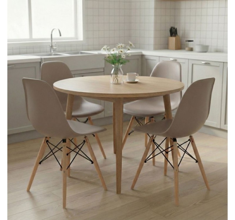 Καρέκλα τραπεζαρίας Nova Megapap PP cappuccino - ξύλινο φυσικό πόδι 46x51x80εκ.