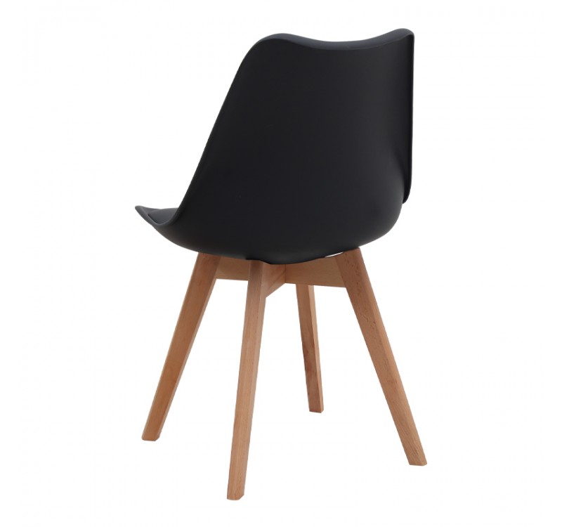 Καρέκλα τραπεζαρίας Viva Megapap PP - PU μαύρο - ξύλινο φυσικό πόδι 48,5x54x80εκ.