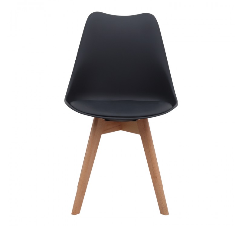 Καρέκλα τραπεζαρίας Viva Megapap PP - PU μαύρο - ξύλινο φυσικό πόδι 48,5x54x80εκ.