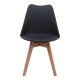 Καρέκλα τραπεζαρίας Viva Megapap PP - PU μαύρο - ξύλινο φυσικό πόδι 48,5x54x80εκ.