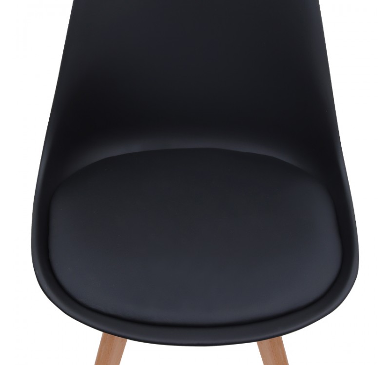 Καρέκλα τραπεζαρίας Viva Megapap PP - PU μαύρο - ξύλινο φυσικό πόδι 48,5x54x80εκ.