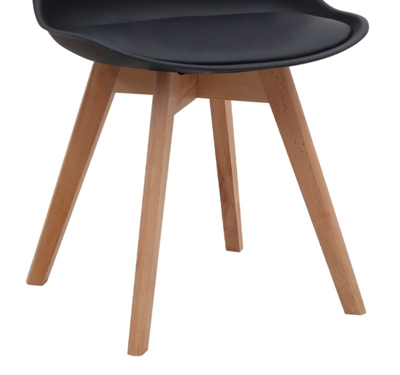 Καρέκλα τραπεζαρίας Viva Megapap PP - PU μαύρο - ξύλινο φυσικό πόδι 48,5x54x80εκ.