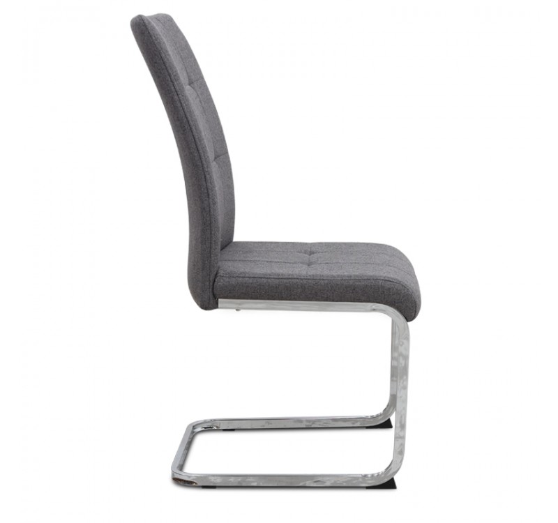 Καρέκλα τραπεζαρίας Laura Megapap γκρι ύφασμα - μεταλλική βάση χρωμίου 42x58x98εκ.