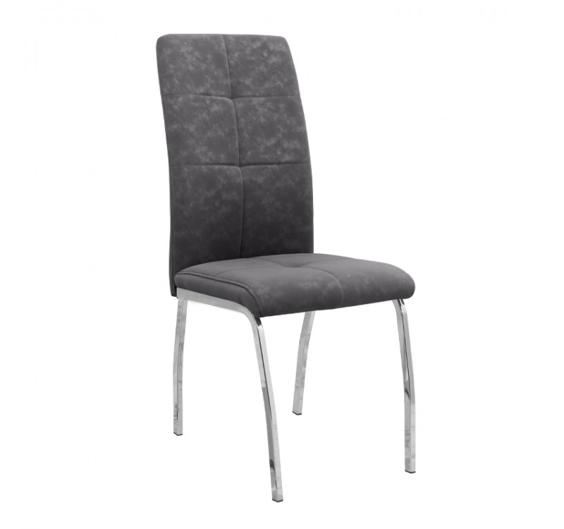 Καρέκλα τραπεζαρίας Alma Megapap γκρι PU - μεταλλικό πόδι χρωμίου 42x53x97εκ.