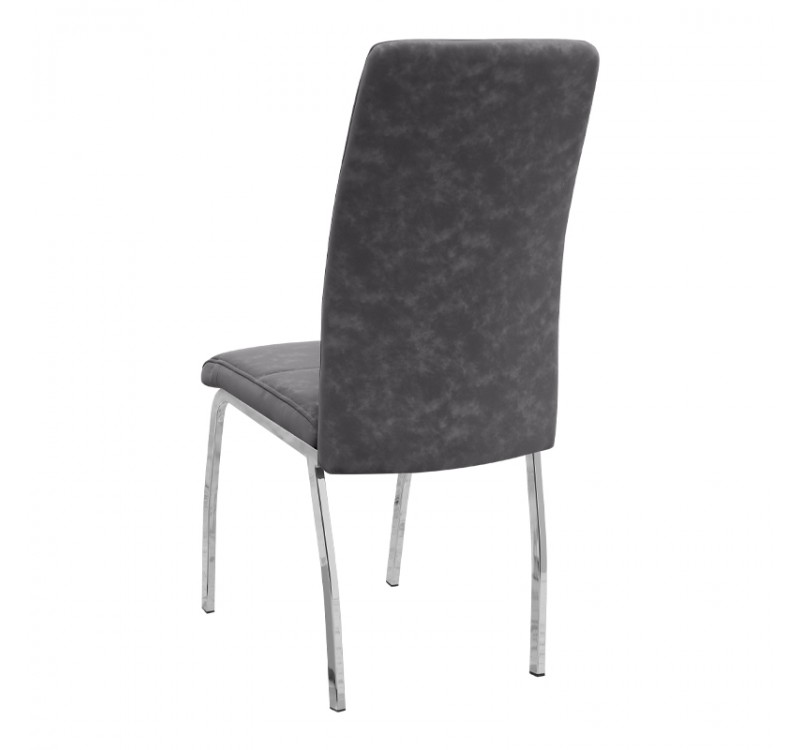 Καρέκλα τραπεζαρίας Alma Megapap γκρι PU - μεταλλικό πόδι χρωμίου 42x53x97εκ.