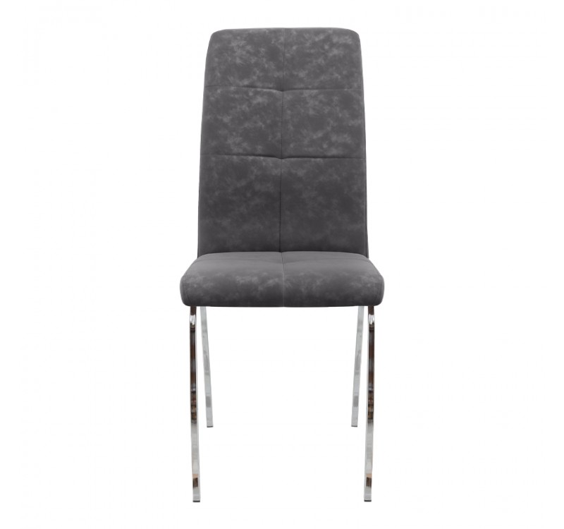 Καρέκλα τραπεζαρίας Alma Megapap γκρι PU - μεταλλικό πόδι χρωμίου 42x53x97εκ.