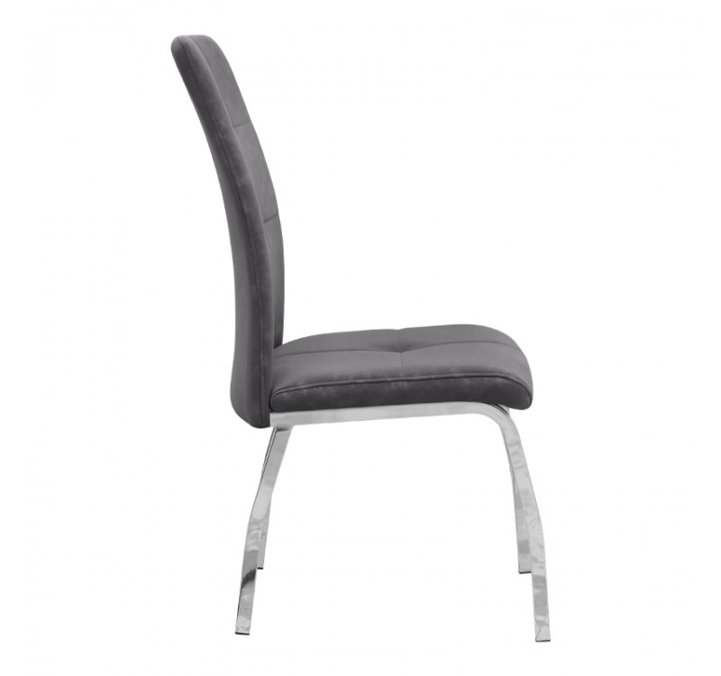 Καρέκλα τραπεζαρίας Alma Megapap γκρι PU - μεταλλικό πόδι χρωμίου 42x53x97εκ.