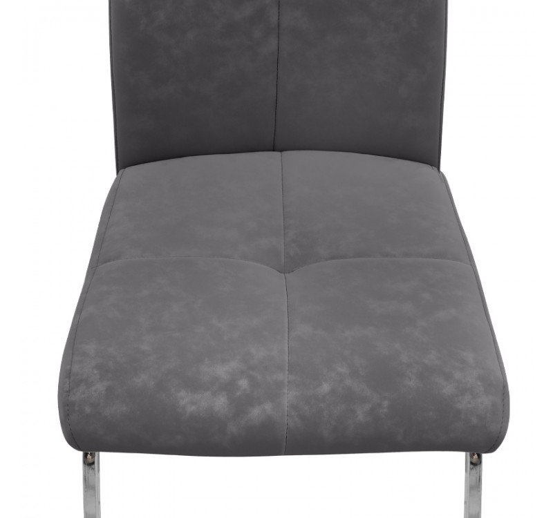 Καρέκλα τραπεζαρίας Alma Megapap γκρι PU - μεταλλικό πόδι χρωμίου 42x53x97εκ.