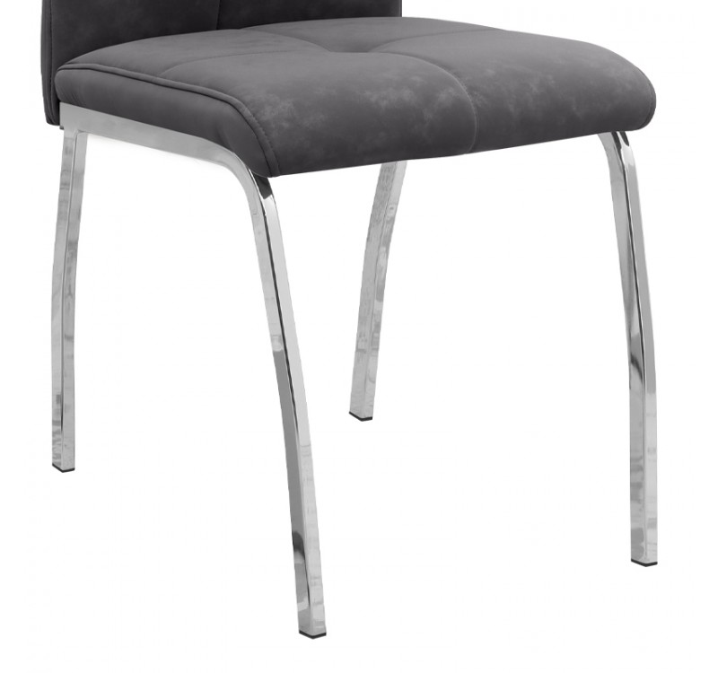 Καρέκλα τραπεζαρίας Alma Megapap γκρι PU - μεταλλικό πόδι χρωμίου 42x53x97εκ.