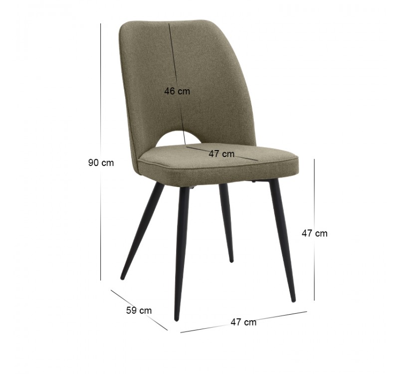 Καρέκλα τραπεζαρίας Christy Megapap λαδί ύφασμα - μεταλλικό μαύρο πόδι 47x59x90εκ.