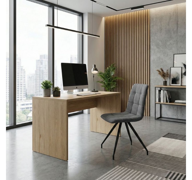 Καρέκλα τραπεζαρίας Bianca Megapap γκρι ύφασμα - μεταλλικό μαύρο πόδι 43x56x84εκ.