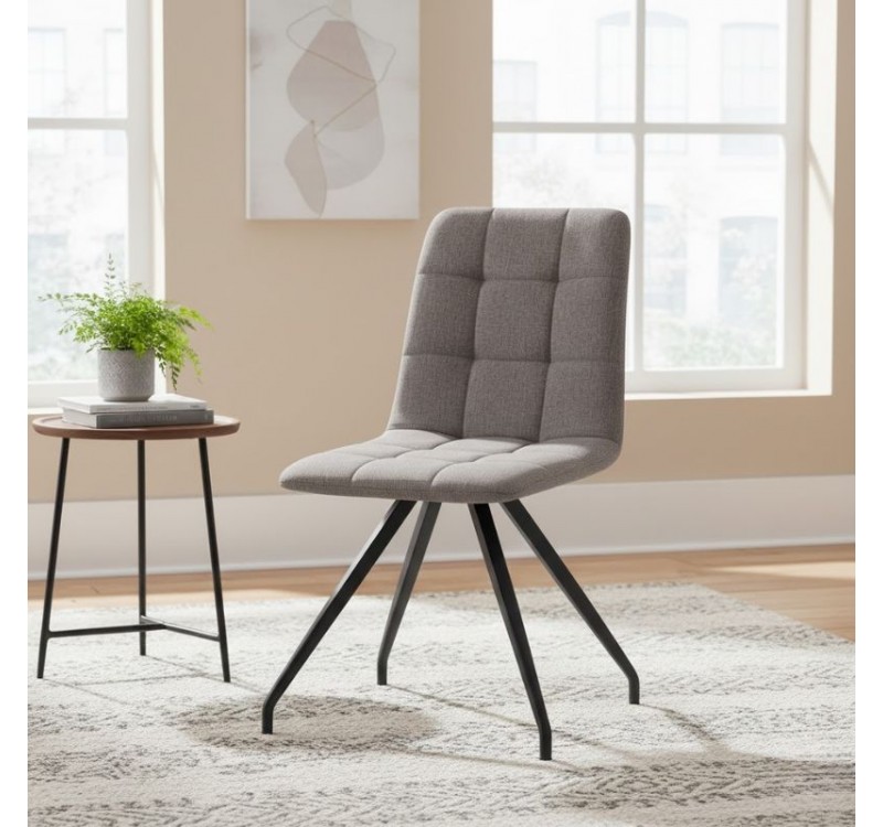 Καρέκλα τραπεζαρίας Bianca Megapap ανοιχτό μπεζ ύφασμα - μεταλλικό μαύρο πόδι 43x56x84εκ.